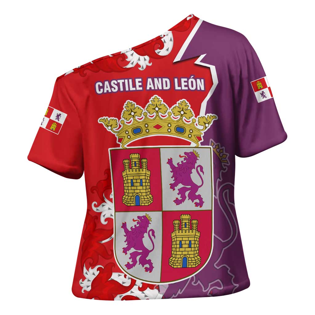 Castile and León Flag Cross Shoulder Shirt Autonomous Community of Spain - Wonder Print Shop