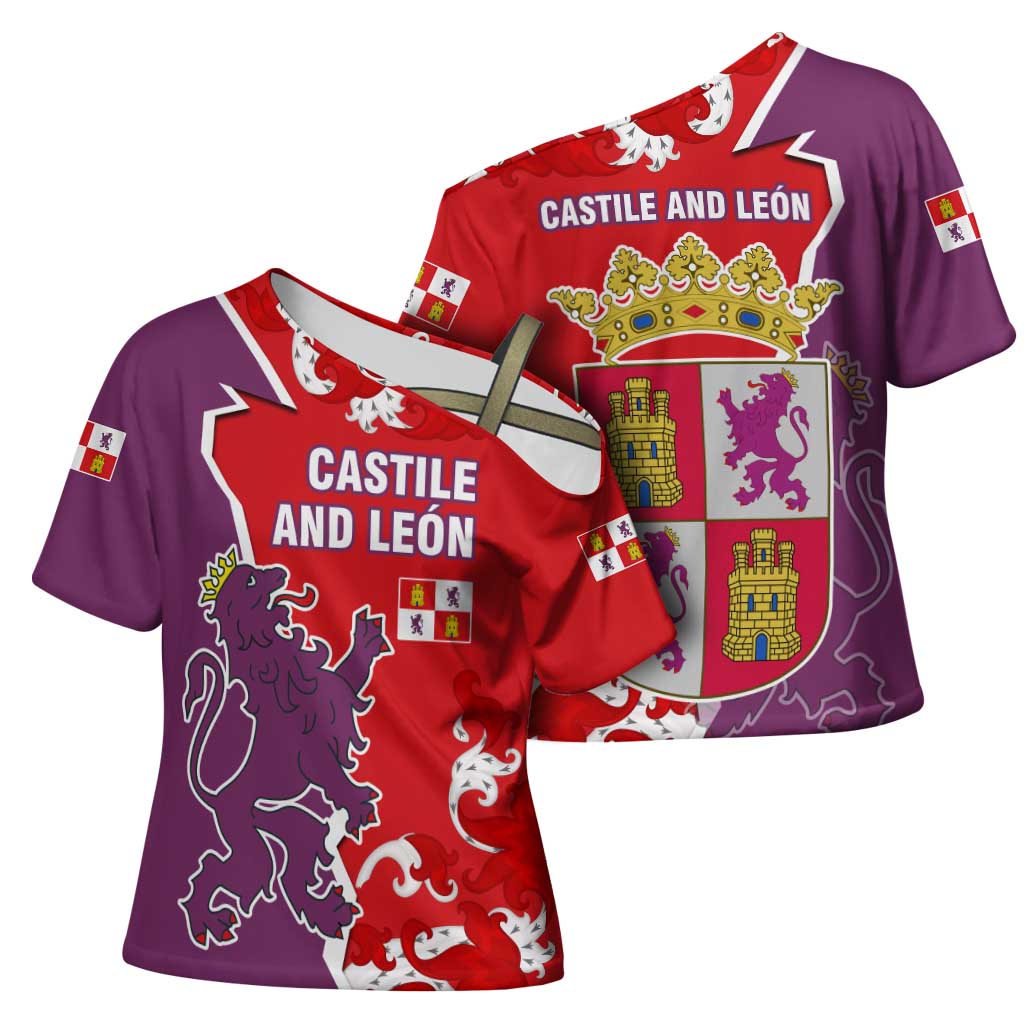 Castile and León Flag Cross Shoulder Shirt Autonomous Community of Spain - Wonder Print Shop