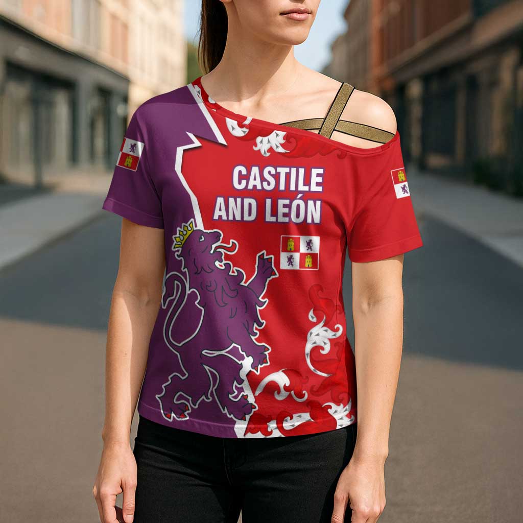 Castile and León Flag Cross Shoulder Shirt Autonomous Community of Spain - Wonder Print Shop