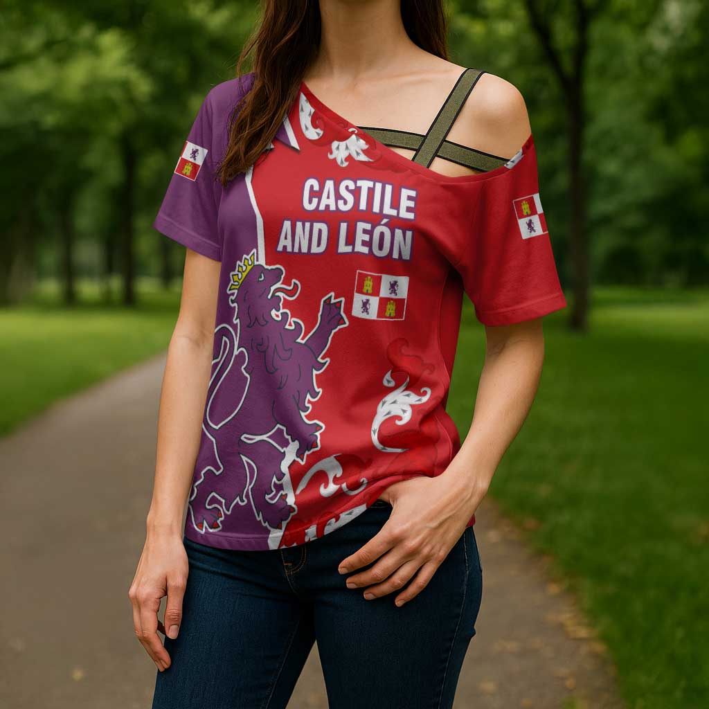 Castile and León Flag Cross Shoulder Shirt Autonomous Community of Spain - Wonder Print Shop