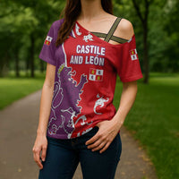 Castile and León Flag Cross Shoulder Shirt Autonomous Community of Spain - Wonder Print Shop