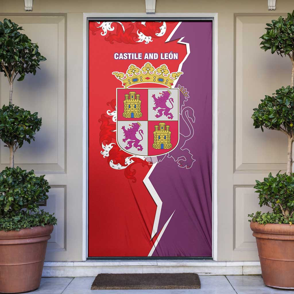 Castile and León Flag Door Cover Autonomous Community of Spain - Wonder Print Shop