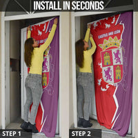 Castile and León Flag Door Cover Autonomous Community of Spain - Wonder Print Shop