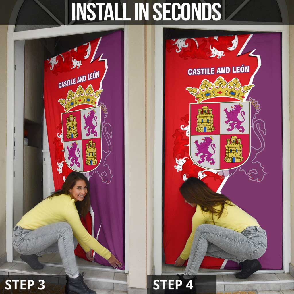 Castile and León Flag Door Cover Autonomous Community of Spain - Wonder Print Shop