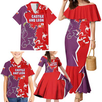 Castile and León Flag Family Matching Mermaid Dress and Hawaiian Shirt Autonomous Community of Spain - Wonder Print Shop