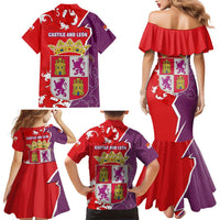 Castile and León Flag Family Matching Mermaid Dress and Hawaiian Shirt Autonomous Community of Spain - Wonder Print Shop