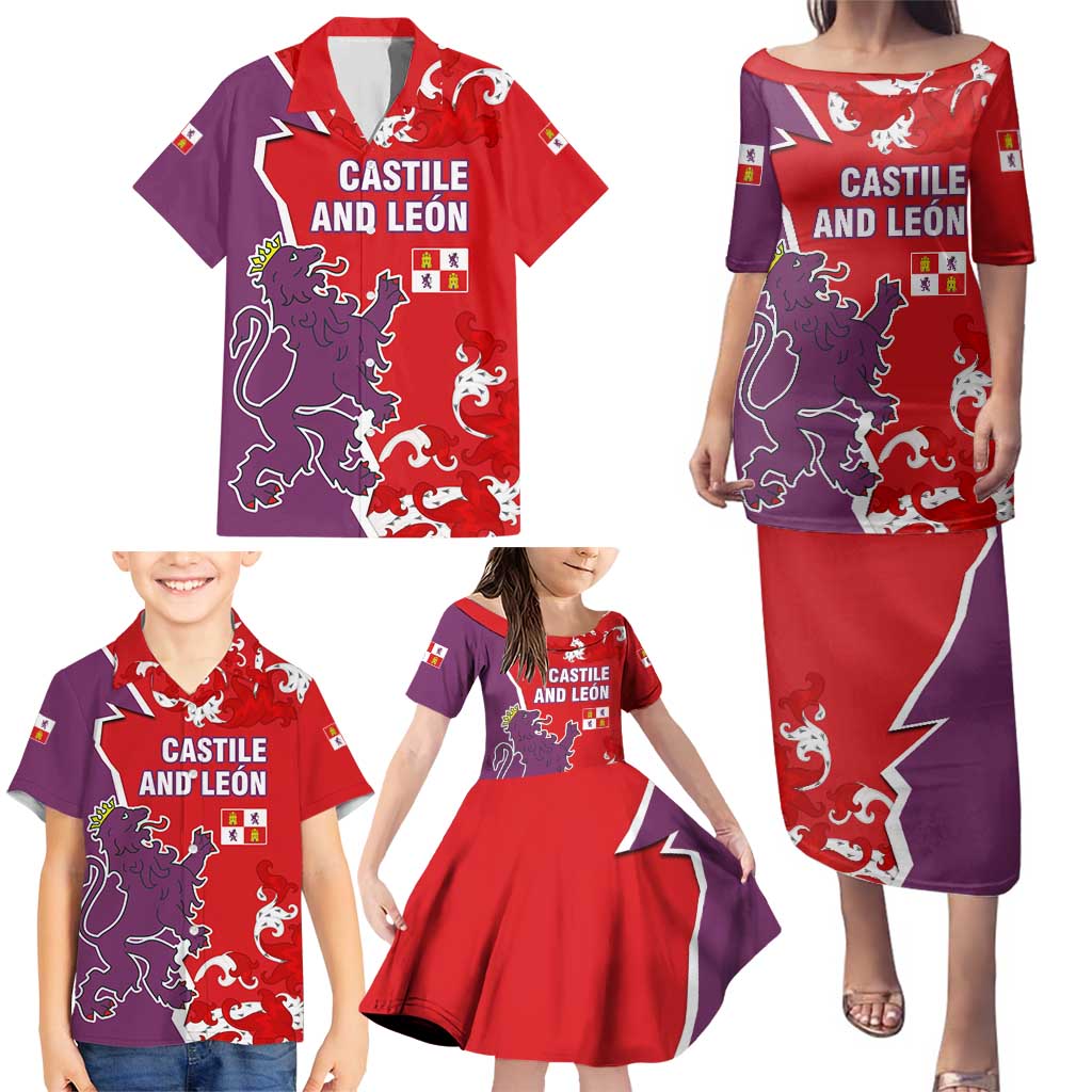 Castile and León Flag Family Matching Puletasi and Hawaiian Shirt Autonomous Community of Spain - Wonder Print Shop