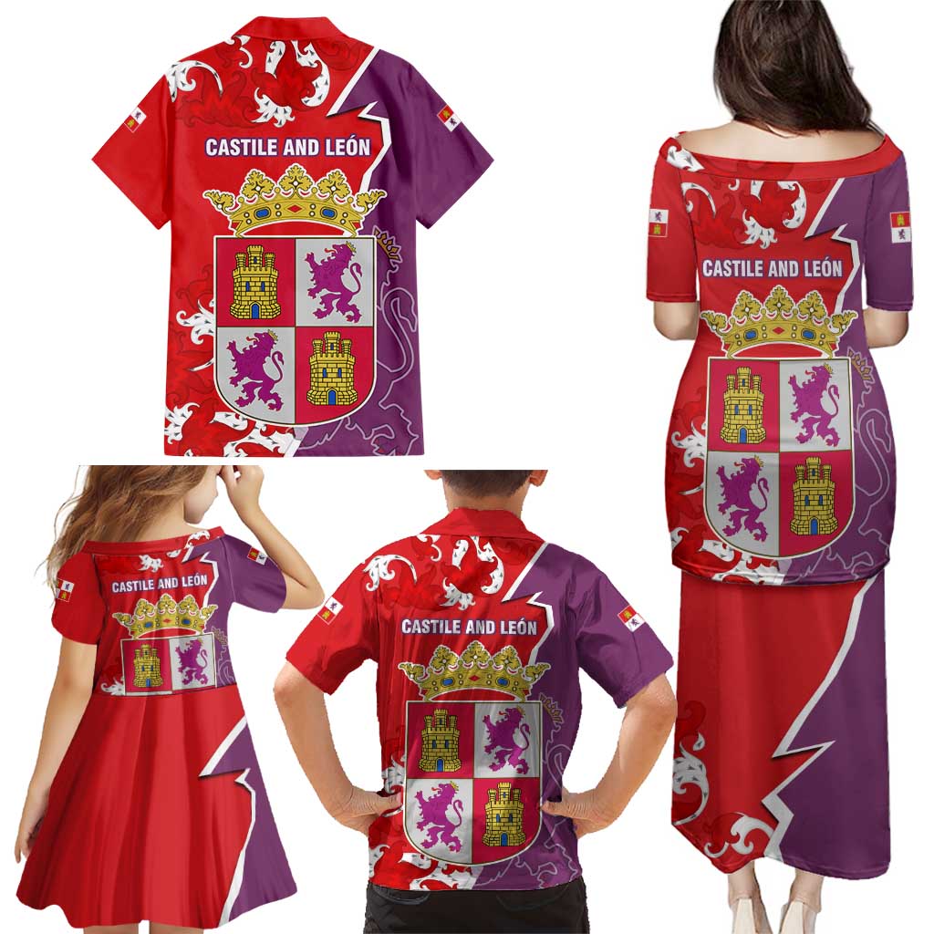 Castile and León Flag Family Matching Puletasi and Hawaiian Shirt Autonomous Community of Spain - Wonder Print Shop