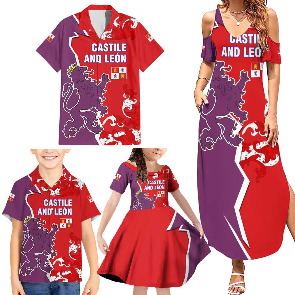 Castile and León Flag Family Matching Summer Maxi Dress and Hawaiian Shirt Autonomous Community of Spain - Wonder Print Shop