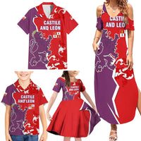 Castile and León Flag Family Matching Summer Maxi Dress and Hawaiian Shirt Autonomous Community of Spain - Wonder Print Shop