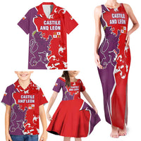 Castile and León Flag Family Matching Tank Maxi Dress and Hawaiian Shirt Autonomous Community of Spain - Wonder Print Shop