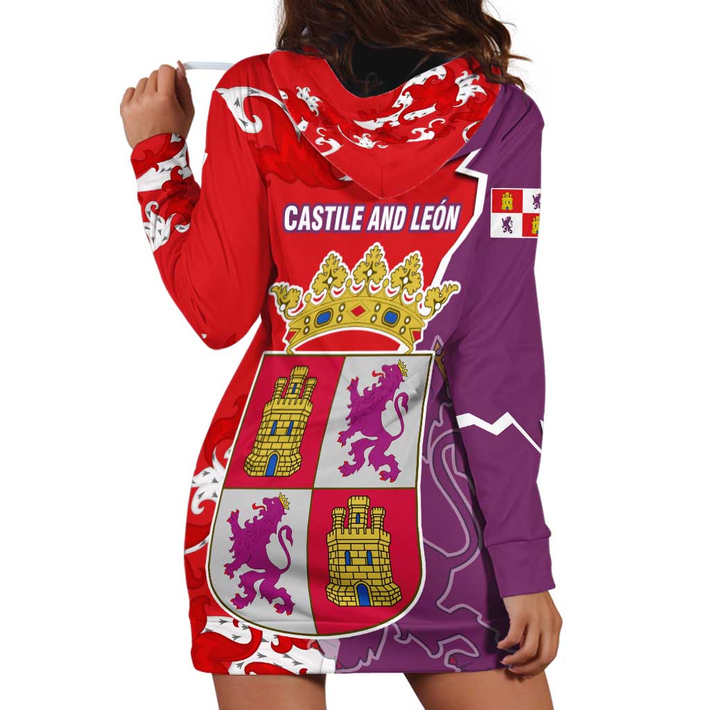 Castile and León Flag Hoodie Dress Autonomous Community of Spain - Wonder Print Shop