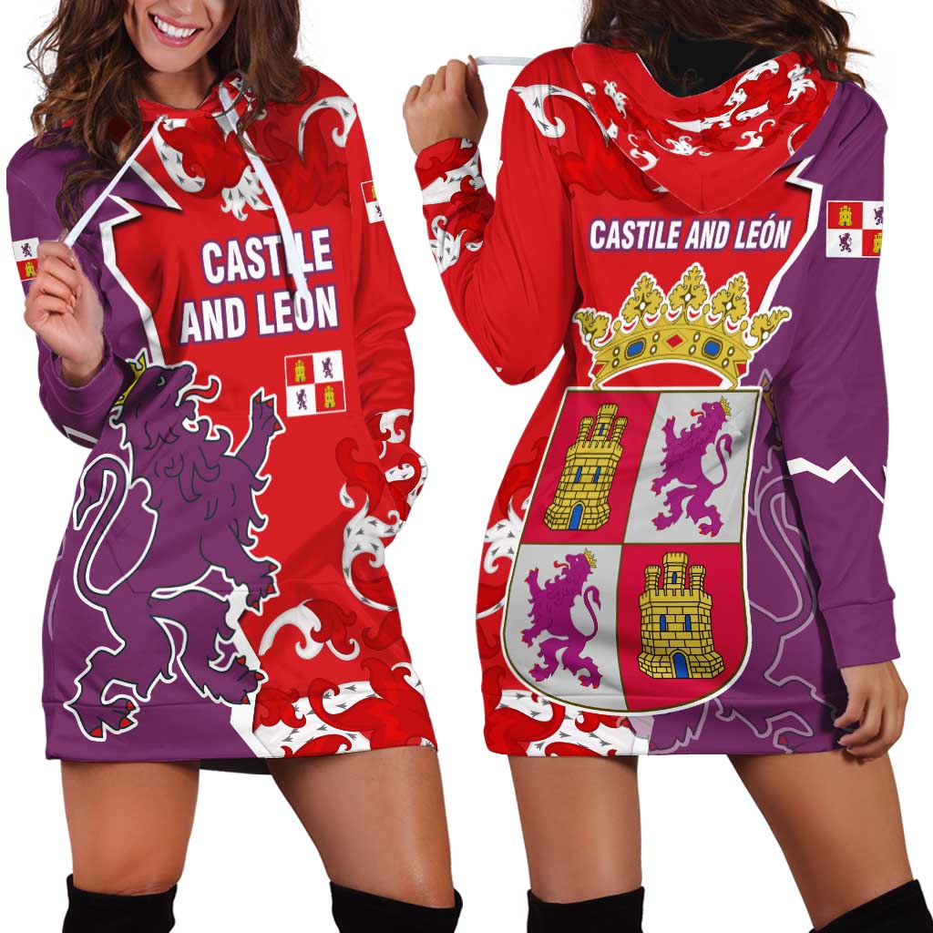 Castile and León Flag Hoodie Dress Autonomous Community of Spain - Wonder Print Shop