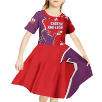 Castile and León Flag Kid Short Sleeve Dress Autonomous Community of Spain - Wonder Print Shop