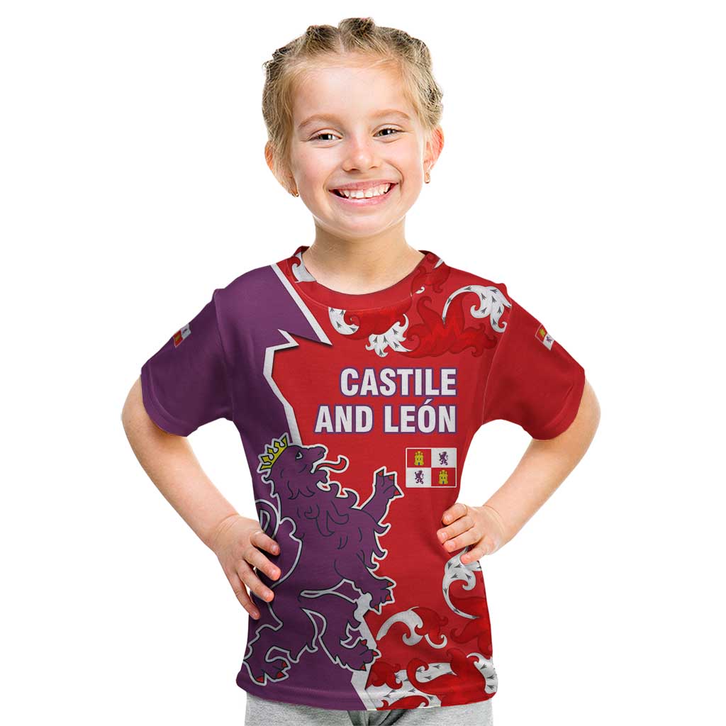 Castile and León Flag Kid T Shirt Autonomous Community of Spain - Wonder Print Shop