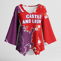 Castile and León Flag Kimono Sleeve Blouse Autonomous Community of Spain - Wonder Print Shop