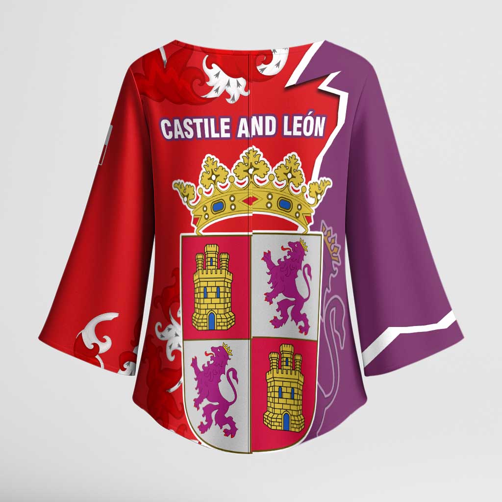 Castile and León Flag Kimono Sleeve Blouse Autonomous Community of Spain - Wonder Print Shop