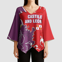 Castile and León Flag Kimono Sleeve Blouse Autonomous Community of Spain - Wonder Print Shop