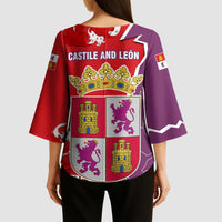 Castile and León Flag Kimono Sleeve Blouse Autonomous Community of Spain - Wonder Print Shop