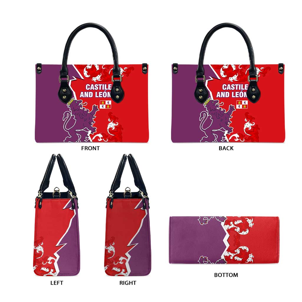 Castile and León Flag Leather Bag Autonomous Community of Spain - Wonder Print Shop