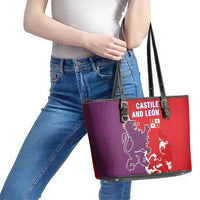 Castile and León Flag Leather Tote Bag Autonomous Community of Spain - Wonder Print Shop
