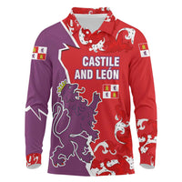 Castile and León Flag Long Sleeve Polo Shirt Autonomous Community of Spain - Wonder Print Shop
