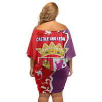 Castile and León Flag Off Shoulder Short Dress Autonomous Community of Spain - Wonder Print Shop
