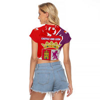 Castile and León Flag Raglan Cropped T Shirt Autonomous Community of Spain - Wonder Print Shop