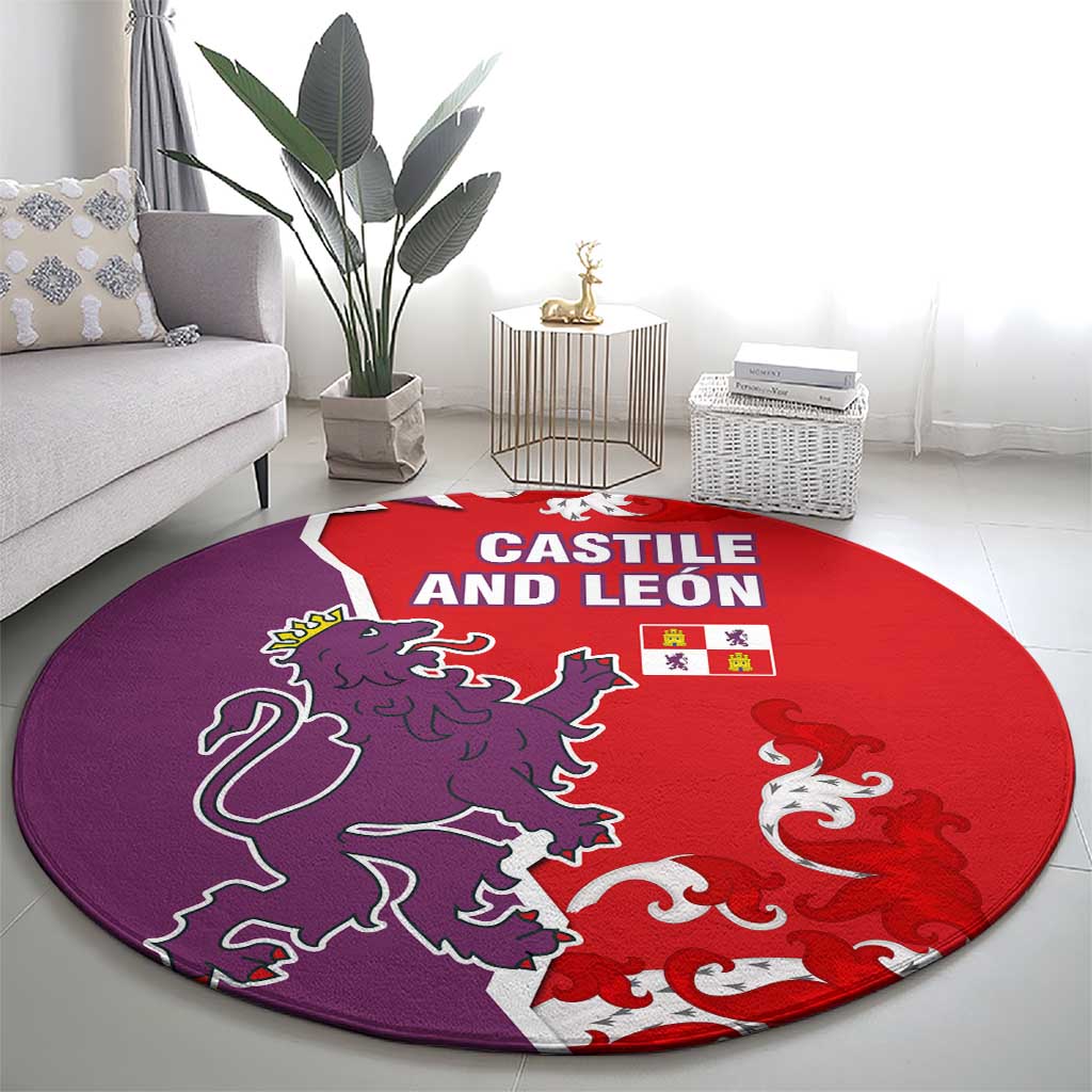 Castile and León Flag Round Carpet Autonomous Community of Spain - Wonder Print Shop
