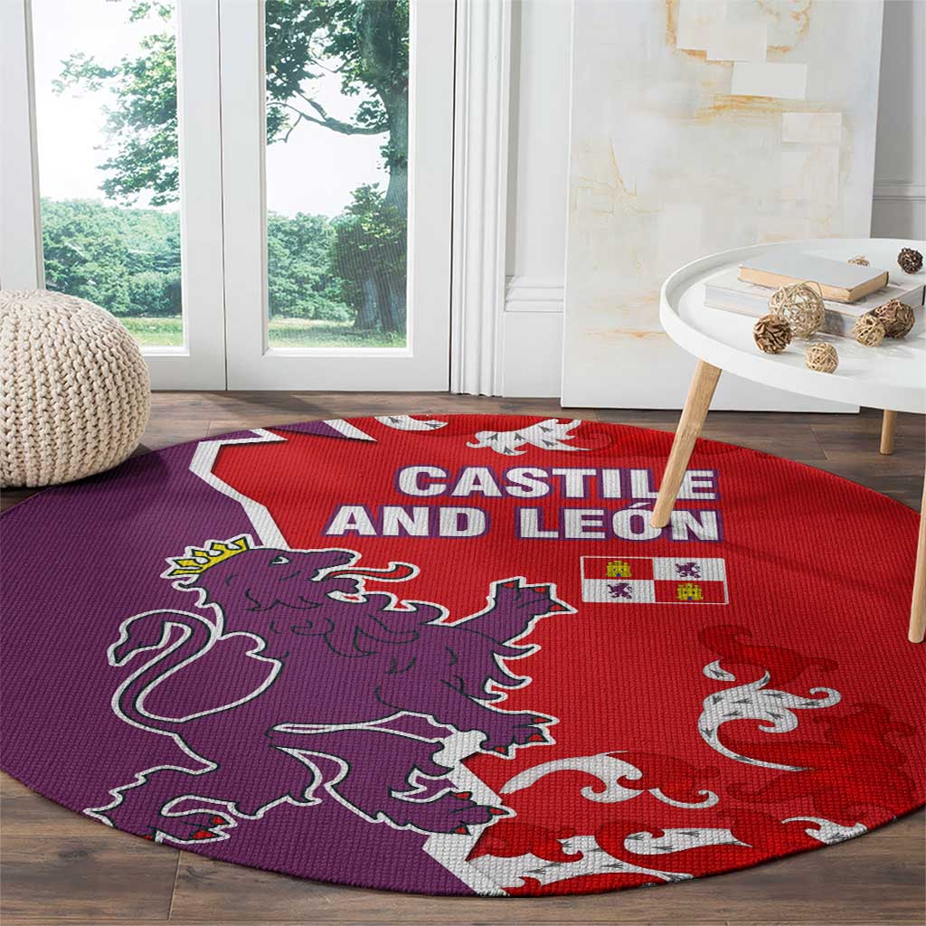 Castile and León Flag Round Carpet Autonomous Community of Spain - Wonder Print Shop