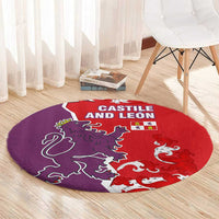 Castile and León Flag Round Carpet Autonomous Community of Spain - Wonder Print Shop