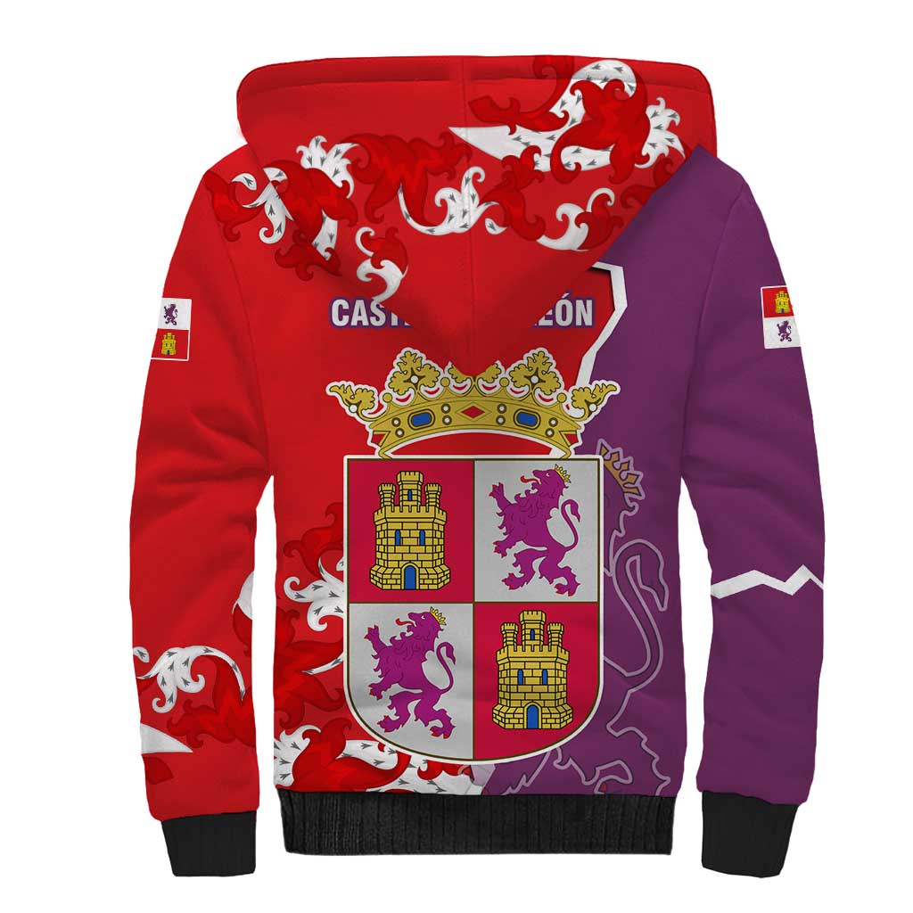 Castile and León Flag Sherpa Hoodie Autonomous Community of Spain - Wonder Print Shop