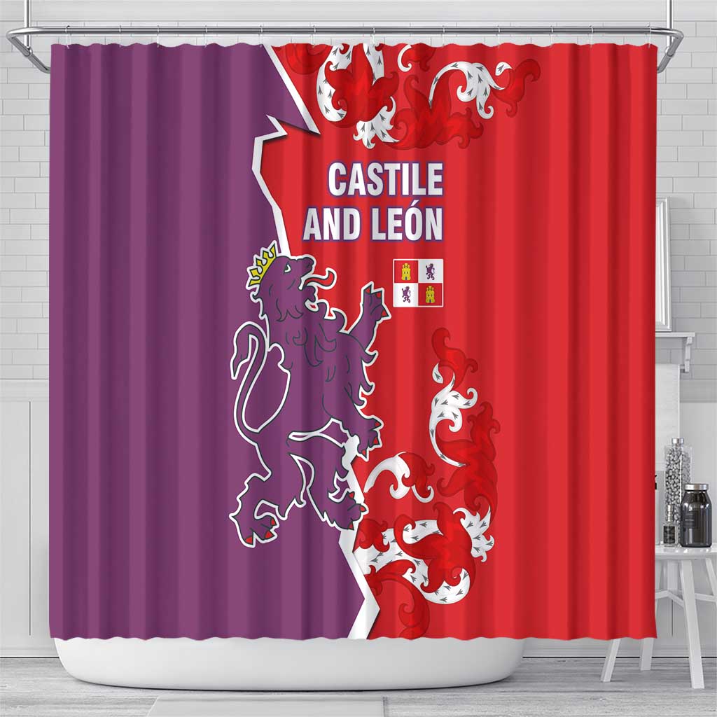 Castile and León Flag Shower Curtain Autonomous Community of Spain - Wonder Print Shop
