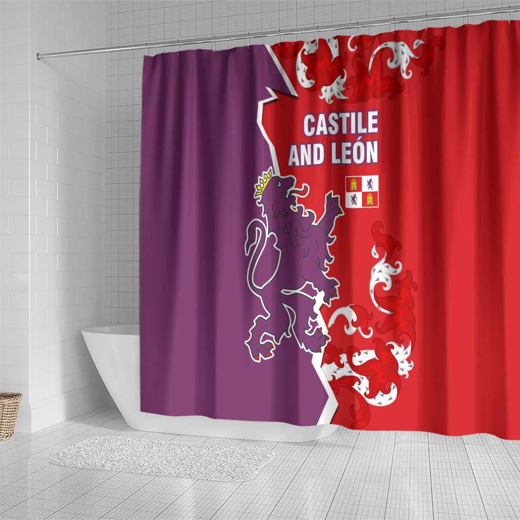 Castile and León Flag Shower Curtain Autonomous Community of Spain - Wonder Print Shop