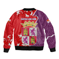 Castile and León Flag Sleeve Zip Bomber Jacket Autonomous Community of Spain - Wonder Print Shop