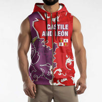 Castile and León Flag Sleeveless Zip Hoodie Autonomous Community of Spain - Wonder Print Shop