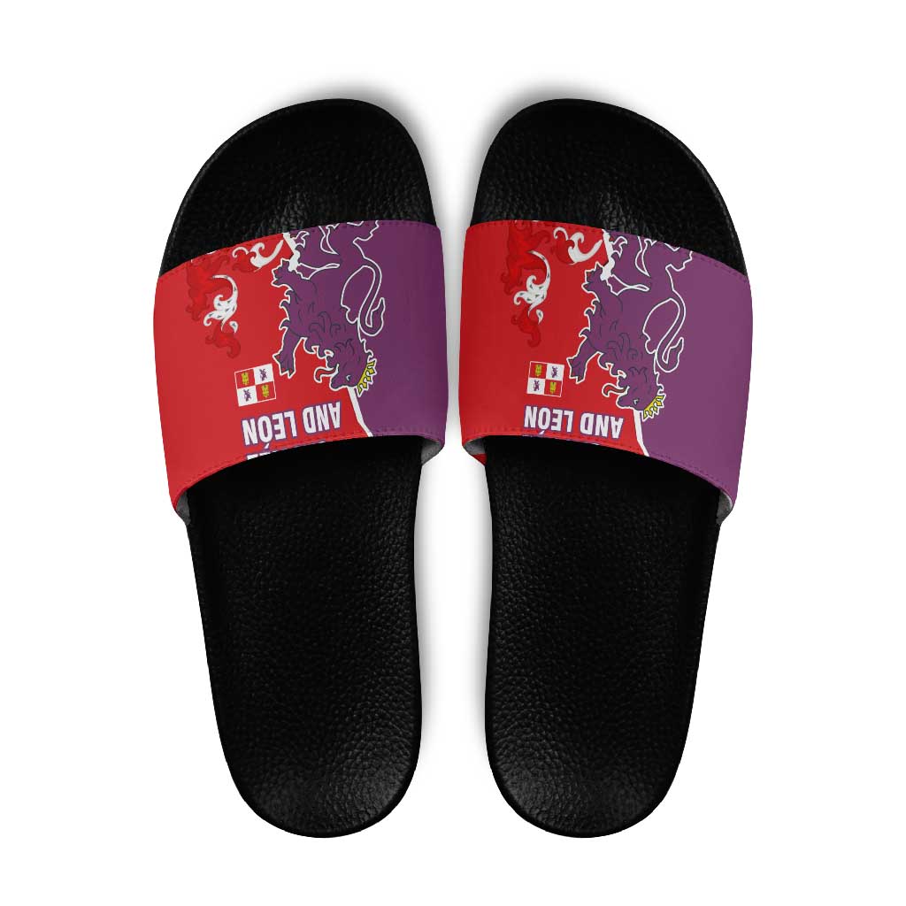 Castile and León Flag Slide Sandals Autonomous Community of Spain - Wonder Print Shop