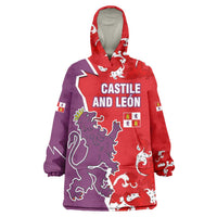 Castile and León Flag Wearable Blanket Hoodie Autonomous Community of Spain - Wonder Print Shop