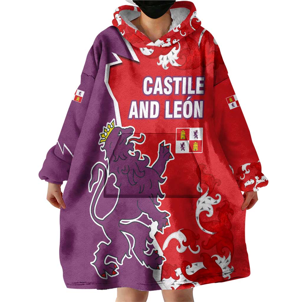 Castile and León Flag Wearable Blanket Hoodie Autonomous Community of Spain - Wonder Print Shop