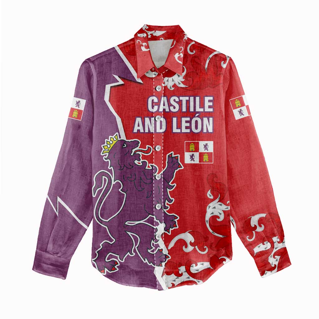 Castile and León Flag Women Casual Shirt Autonomous Community of Spain - Wonder Print Shop