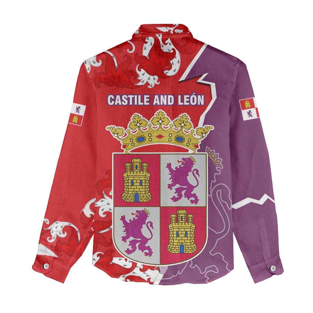 Castile and León Flag Women Casual Shirt Autonomous Community of Spain - Wonder Print Shop