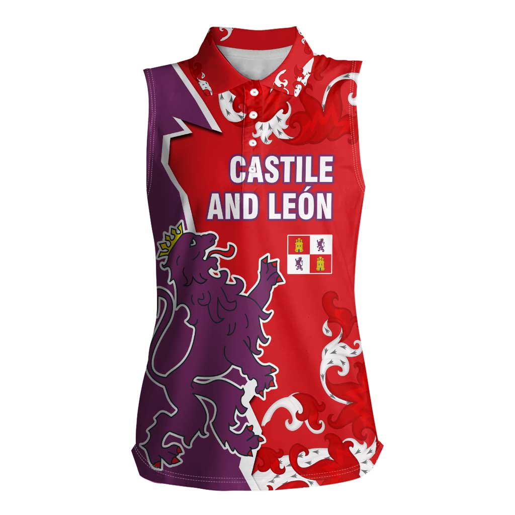 Castile and León Flag Women Sleeveless Polo Shirt Autonomous Community of Spain - Wonder Print Shop
