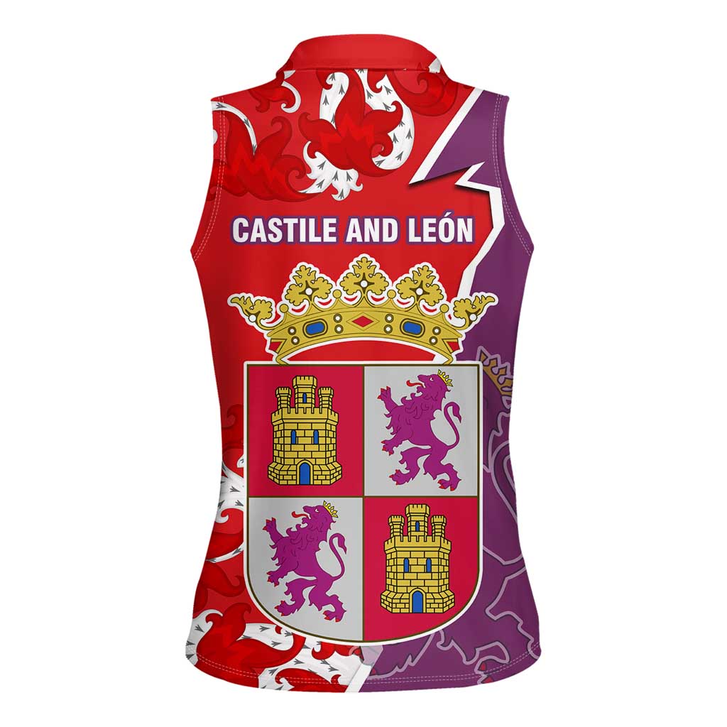 Castile and León Flag Women Sleeveless Polo Shirt Autonomous Community of Spain - Wonder Print Shop
