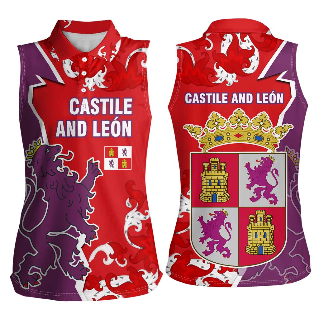 Castile and León Flag Women Sleeveless Polo Shirt Autonomous Community of Spain - Wonder Print Shop