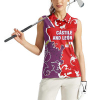Castile and León Flag Women Sleeveless Polo Shirt Autonomous Community of Spain - Wonder Print Shop