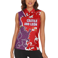 Castile and León Flag Women Sleeveless Polo Shirt Autonomous Community of Spain - Wonder Print Shop