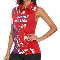 Castile and León Flag Women Sleeveless Polo Shirt Autonomous Community of Spain - Wonder Print Shop