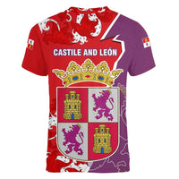 Castile and León Flag Women V-Neck T-Shirt Autonomous Community of Spain - Wonder Print Shop
