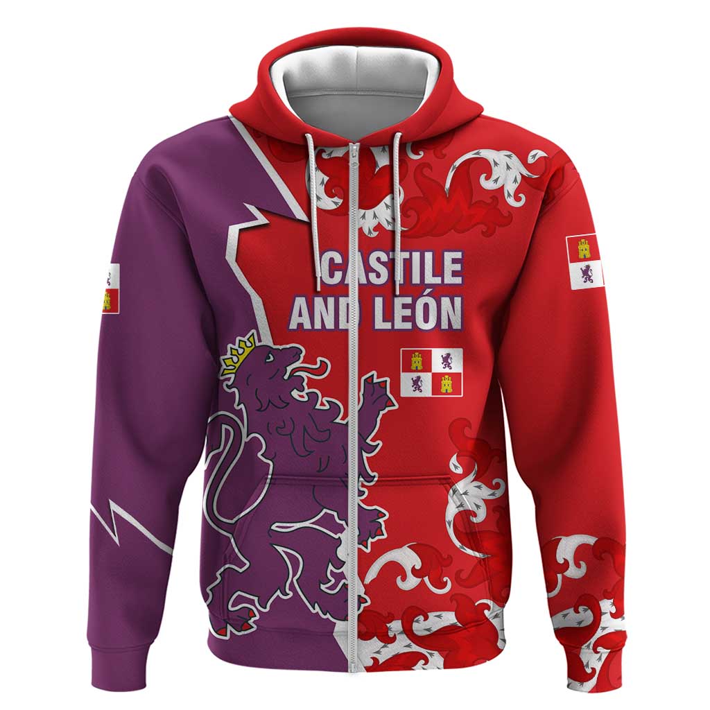 Castile and León Flag Zip Hoodie Autonomous Community of Spain - Wonder Print Shop