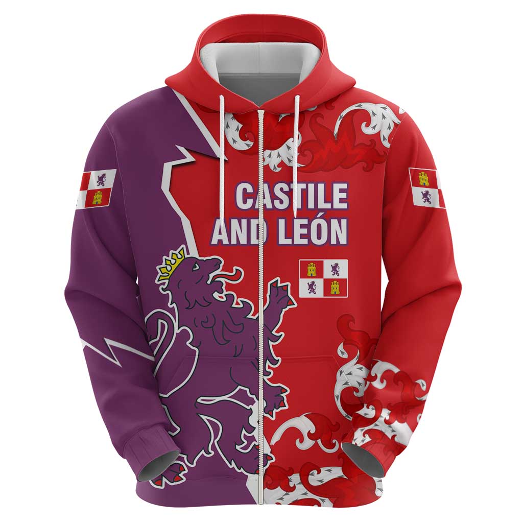 Castile and León Flag Zip Hoodie Autonomous Community of Spain - Wonder Print Shop